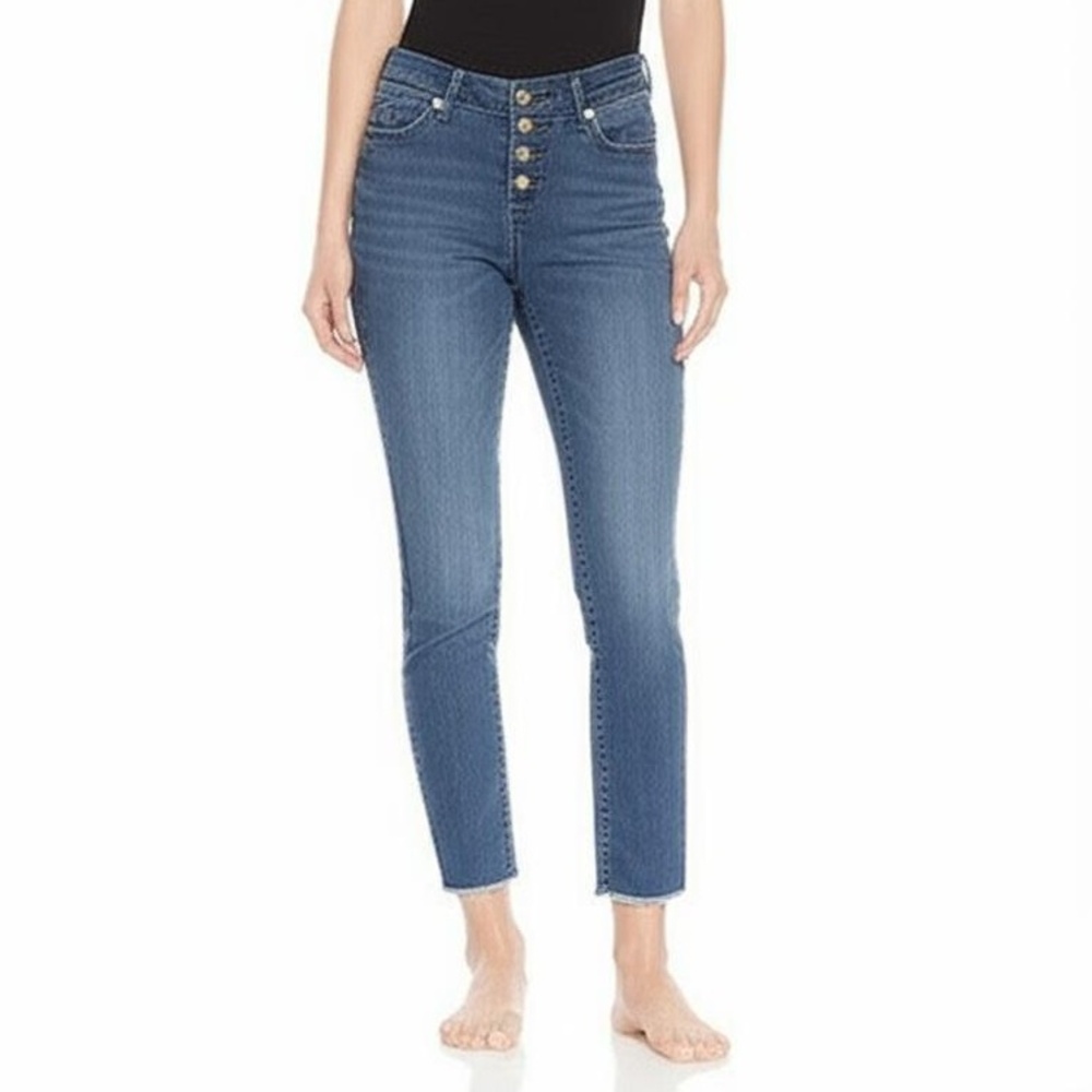 Altar'd State Jeans Size 7/28 Blue Tapered Frayed Low Rise Medium Wash Casual‎